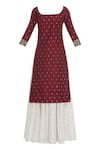 Buy_Ranian_Red Hand Embroidered Long Kurta With Skirt And Dupatta _Online_at_Aza_Fashions