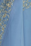 Ranian_Blue Silk Organza Embroidered Round Hand Saree With Blouse _at_Aza_Fashions