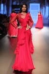 Buy_Anushree Reddy_Red Ruffle Saree With Blouse_at_Aza_Fashions