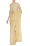 Shagun Manchanda_Yellow Natural Linen Printed Hand Block Handwoven Saree With Motifs  _Online_at_Aza_Fashions