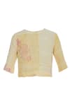 Shop_Shagun Manchanda_Yellow Natural Linen Printed Hand Block Round Motifs Blouse _at_Aza_Fashions