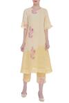 Buy_Shagun Manchanda_Cream Linen Printed Block Round Embroidered Kurta  _at_Aza_Fashions