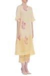 Shagun Manchanda_Cream Linen Printed Block Round Embroidered Kurta  _Online_at_Aza_Fashions