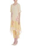 Buy_Shagun Manchanda_Cream Linen Printed Block Round Layered Kurta  _Online_at_Aza_Fashions