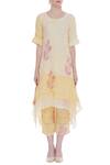 Shop_Shagun Manchanda_Cream Linen Printed Block Round Layered Kurta  _Online_at_Aza_Fashions