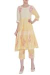 Buy_Shagun Manchanda_Cream Linen Printed Block Round Kurta  _at_Aza_Fashions