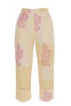 Shop_Shagun Manchanda_Cream Linen Printed Block Culotte Pants  _at_Aza_Fashions