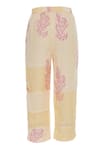 Shagun Manchanda_Cream Linen Printed Block Culotte Pants  _Online_at_Aza_Fashions