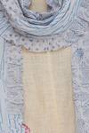 Shagun Manchanda_Grey Block Printed Frilly Stole _Online_at_Aza_Fashions