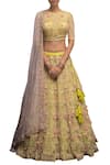 Buy_Garo_Purple , Organza, Tulle Net Round Embellished Blouse Bridal Lehenga Set_at_Aza_Fashions