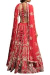 Shop_Garo_Red Silk Embellished Round Embroidered Blouse Bridal Lehenga Set  _at_Aza_Fashions