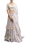 Buy_Garo_Purple , Organza, Embellished Blouse Feather Work Bridal Lehenga Set_at_Aza_Fashions
