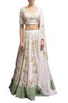 Buy_Garo_Pink , Organza Round Floral Embellished Bluse Bridal Lehenga Set_at_Aza_Fashions