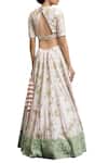 Shop_Garo_Pink , Organza Round Floral Embellished Bluse Bridal Lehenga Set_at_Aza_Fashions
