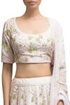 Garo_Pink , Organza Round Floral Embellished Bluse Bridal Lehenga Set_Online_at_Aza_Fashions