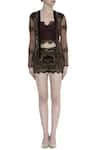 Buy_Kartikeya India_Brown V Neck Embroidered Jacket And Shorts Set  _Online_at_Aza_Fashions