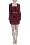 Buy_Kartikeya India_Maroon Embroidery Jacket Open Skirt And Top With  _Online_at_Aza_Fashions