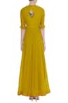 Shop_Desert Shine by Sulochana Jangir_Yellow Handloom Linen Embroidered Bead Round Buta Maxi Dress  _at_Aza_Fashions