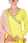 Buy_Nikasha_Yellow Cotton V Neck Embroidered Anarkali With Dupatta _Online_at_Aza_Fashions