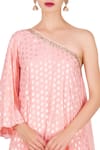 Buy_Nikasha_Pink Crepe Printed One Shoulder Tunic And Dhoti Pant Set_Online_at_Aza_Fashions