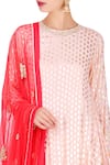 Nikasha_Pink Crepe Printed Lotus Foil Round Asymmetric Kurta And Lehenga Set _Online_at_Aza_Fashions