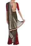 Shop_Rohini Bedi_Brown Georgette Embroidered Applique Pre Draped Saree With Blouse _at_Aza_Fashions