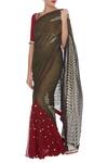 Rohini Bedi_Brown Georgette Embroidered Applique Pre Draped Saree With Blouse _Online_at_Aza_Fashions