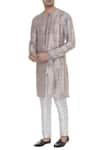 Buy_Mitesh Lodha_Grey Raw Silk Zippered Classic Kurta  _at_Aza_Fashions