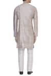 Shop_Mitesh Lodha_Grey Raw Silk Zippered Classic Kurta  _at_Aza_Fashions