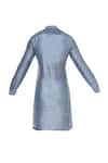 Shop_Mitesh Lodha_Blue Raw Silk Plain Chequered Straight Classic Kurta  _Online_at_Aza_Fashions