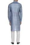 Shop_Mitesh Lodha_Blue Raw Silk Plain Chequered Straight Classic Kurta  _at_Aza_Fashions