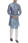 Buy_Mitesh Lodha_Blue Raw Silk Plain Straight Classic Kurta _at_Aza_Fashions