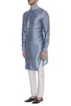 Buy_Mitesh Lodha_Blue Raw Silk Plain Straight Classic Kurta _Online_at_Aza_Fashions
