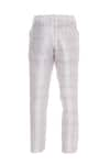 Mitesh Lodha_White Raw Silk Plain Melange Straight Pants  _Online_at_Aza_Fashions