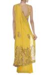 Shop_Rohini Bedi_Yellow Georgette Applique Work Pre Draped Saree With Sleeveless Blouse _at_Aza_Fashions