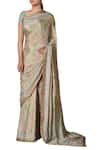 Buy_RI.Ritu Kumar_Grey Silk Blend Embroidery Floral Saree With Unstitched Blouse _at_Aza_Fashions