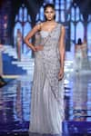 Buy_Monisha Jaising_Silver Embroidery Embellished Draped Saree Gown  _at_Aza_Fashions