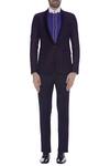 Buy_Kommal Sood_Blue Blended Micro Wooven Embroidered Blazer Jacket With Trouser Pant  _Online_at_Aza_Fashions