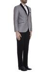 Kommal Sood_Grey Blended Micro Wooven Cupro Full Sleeves Blazer Jacket With Trouser _Online_at_Aza_Fashions