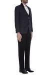 Kommal Sood_Black Blended Micro Wooven Cupro Blazer Jacket With Trouser Pant  _Online_at_Aza_Fashions