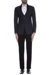 Buy_Kommal Sood_Black Blended Micro Wooven Cupro Blazer Jacket With Trouser Pant  _Online_at_Aza_Fashions