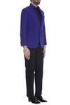 Kommal Sood_Blue Blended Micro Wooven Cupro Collar Blazer Jacket With Trouser  _Online_at_Aza_Fashions