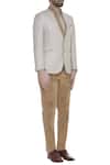 Kommal Sood_Beige Velvet Embroidered Textured Blazer Jacket With Trouser  _Online_at_Aza_Fashions