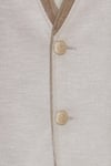 Shop_Kommal Sood_Beige Velvet Embroidered Textured Blazer Jacket With Trouser  _Online_at_Aza_Fashions