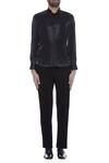 Shop_Kommal Sood_Black Blended Micro Wooven Cupro Embroidered Blazer Jacket With Trouser  _Online_at_Aza_Fashions