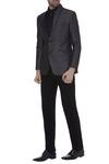 Buy_Kommal Sood_Black Blended Micro Wooven Cupro Embroidered Textured Tuxedo Set _at_Aza_Fashions