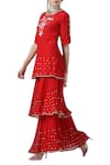 Buy_Limerick by Abirr N' Nanki_Red Short Kurta And Layered Gharara With Pleated Dupatta _Online_at_Aza_Fashions