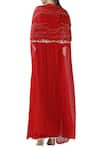 Shop_Limerick by Abirr N' Nanki_Red Silk Georgette V Neck Pre Draped Saree With Embroidered Cape _at_Aza_Fashions