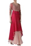 Buy_Limerick by Abirr N' Nanki_Pink Raw Silk Round Embroidered Kurta Lehenga Set _at_Aza_Fashions