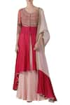 Limerick by Abirr N' Nanki_Pink Raw Silk Round Embroidered Kurta Lehenga Set _Online_at_Aza_Fashions